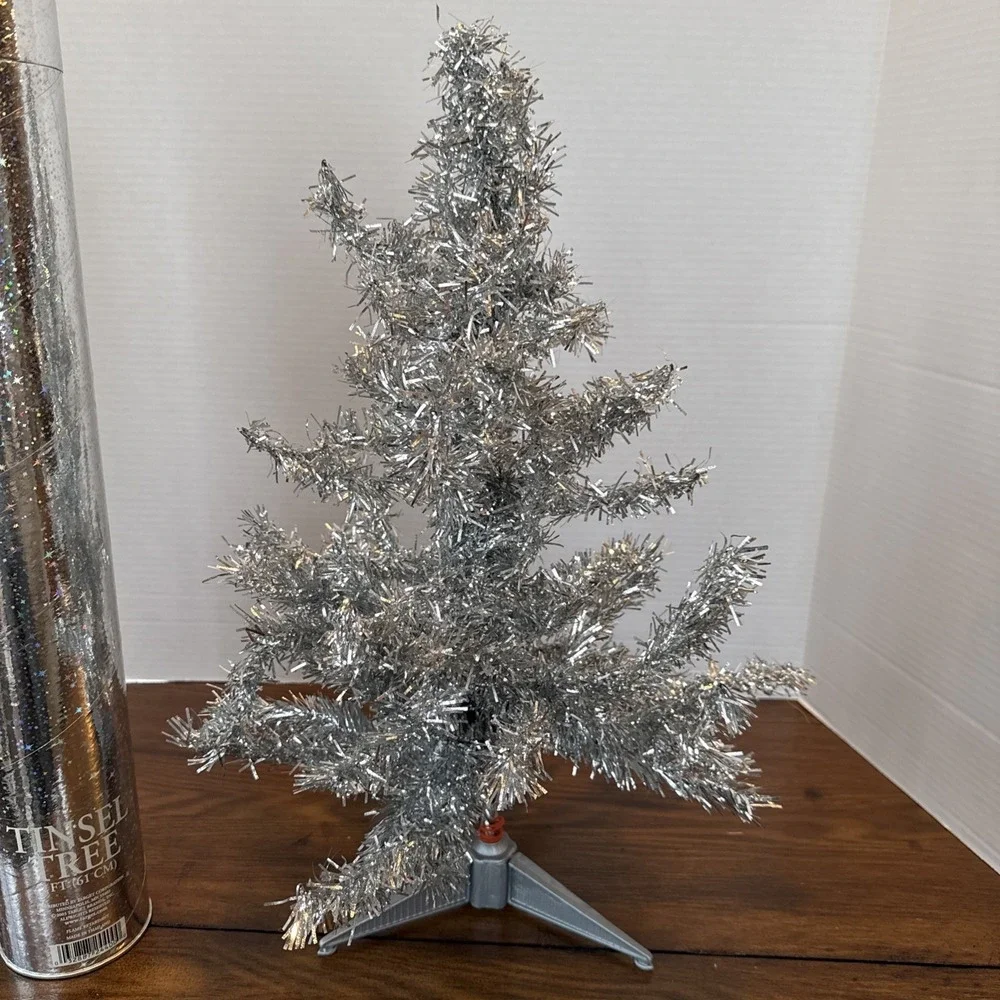 Target Silver‎ Tinsel Christmas Tree 2ft Retro Mid Century Modern Style 2003